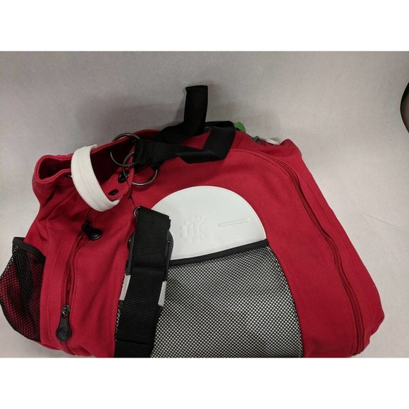 VINTAGE HOLEY SOLES GETAWAY BEACH BAG CANVAS TOTE RED RUBBER SOLE BOTTOM STRAPS - Picture 1 of 11